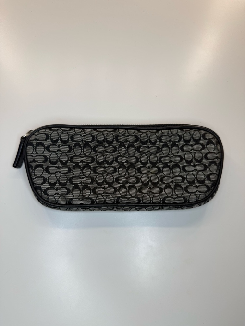 SOLD - Coach Black & Grey Monogram Zip Pouch